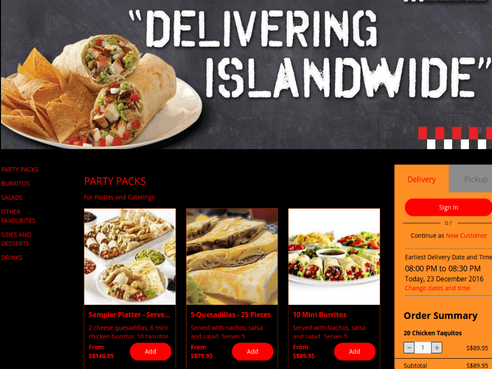 Online food ordering application