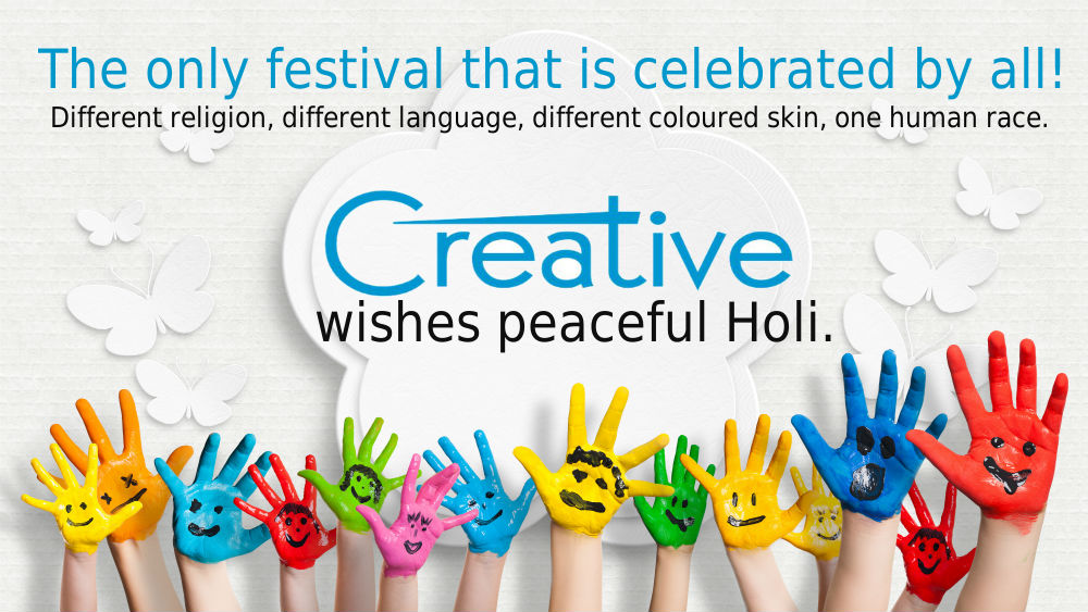 Creative wishes peaceful holi